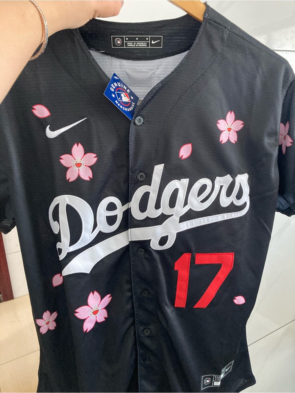 Nike x Dodgers Black Sakura Baseball Jersey - #17